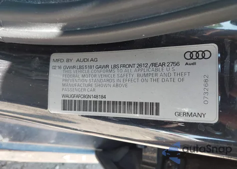 2016 Audi A6 Premium Plus z USA, uszkodzony, nr VIN WAUGFAFC8GN148184